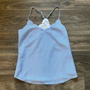 J. Crew Women’s Scallop Stripe Blue & White Tank Top in Size 0 NWOT